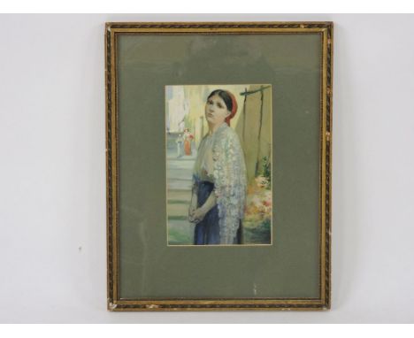 Edmond de Maertelaere(?)PORTRAIT OF A LADY IN A SHAWLGouache25.5 x 16.5cm
