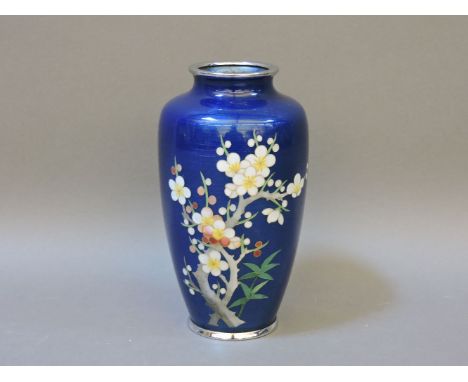 A cloisonné enamel floral design vase