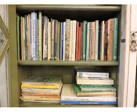 A box of books, leaflets and plans of the Hertfordshire New Towns, Stevenage, Letchworth, Welwyn Garden City, and another box