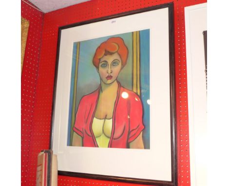 Brian Baldwin, a contemporary pastel portrait of red headed lady, signed and dated '17