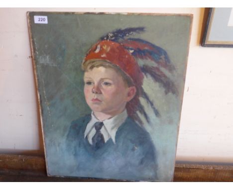 Ashcan School (America) a fine 20th century portrait study of a boy, oil on board