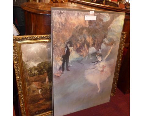 A print after Constable in an ornate gilt frame together with a Degas print 