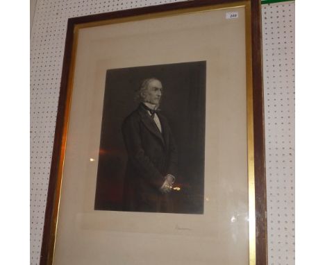 A fine Millais print of William Gladstone, published by Thomas Agnew and Sons, 1879 signed by the sitter lower right, with a 