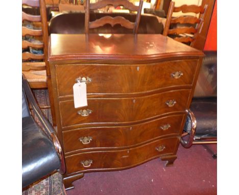 A Georgian style mahogany serpentine fronted chest fitted four long drawers on bracket feet 