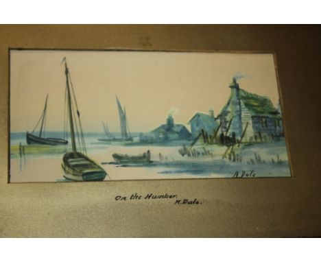 TWO WATERCOLOURS , ONE BY A. DALE 'ON THE HUMBER' AND ONE BY C. (OR A?) GRAY 'SCENE IN ESSEX' TOGETHER WITH THREE SMALL CONST