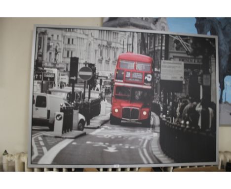 A LARGE MODERN PRINT OF A LONDON BUS NO. 38
