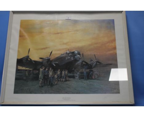 A FRAMED TERENCE CUNEO PRINT TITLED 'THE LAST HALIFAX' (FRAME A/F)