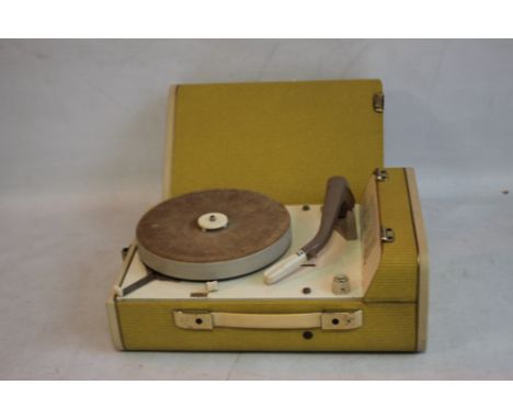 A VINTAGE "PHILIPS" PORTABLE BATTERY POWERED RECORD PLAYER