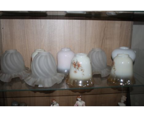 A COLLECTION OF VINTAGE GLASS LIGHT SHADES