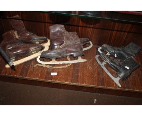 THREE PAIRS OF VINTAGE ICE SKATES