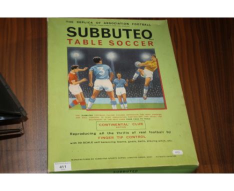 A SUBBUTEO SOFT SOCCER TABLE AND ACCESSORIES