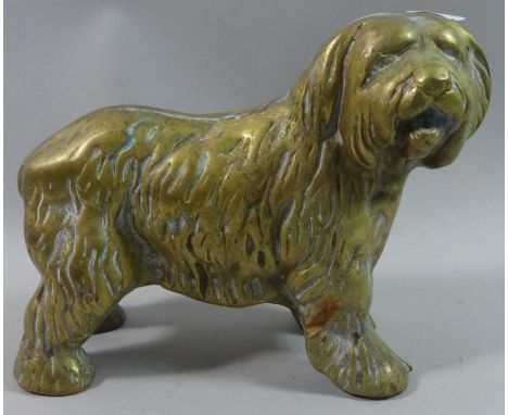 A Heavy Brass Model of an Old English Sheepdog, 23cms Long 