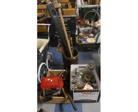 A Collection of Various Workshop Tools, Kilner Jars etc 