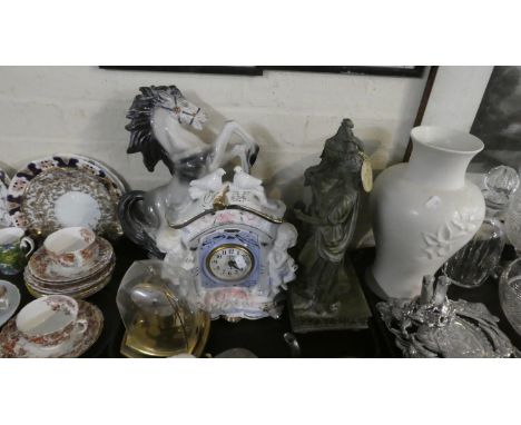 A Collection of Various Ceramic and Resin Mantle Clocks 