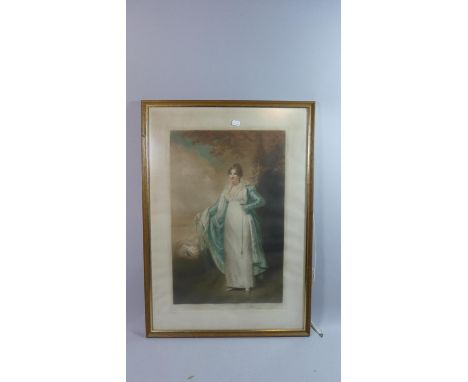 A Framed Coloured Print of Maiden, 54cm High 