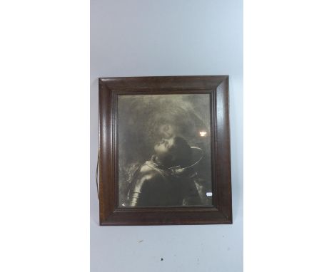 A Framed Monochrome Print of Dying Knight, 49cm high 