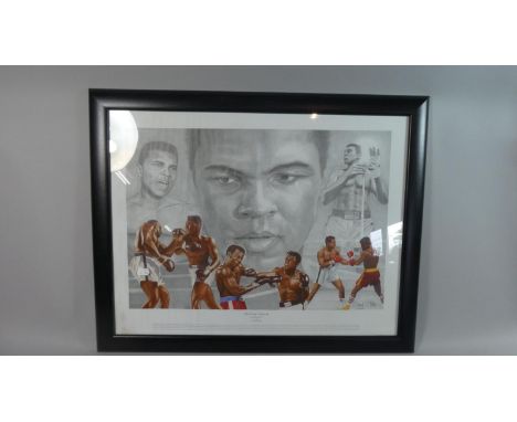 A Framed Sporting Legends Print, Mohammed Ali by Stuart McIntyre, 54cm Wide 