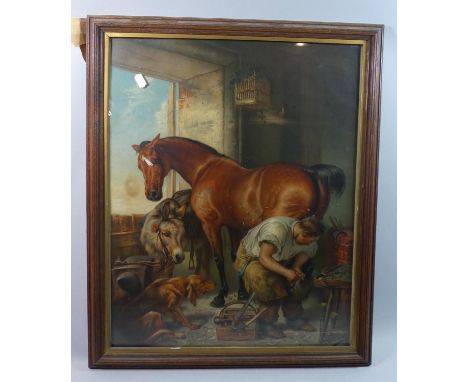 A Framed Pears Print, Blacksmith at Work, 56cm High 