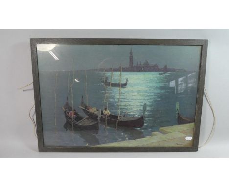 A Framed Terrick Williams Print, Gondoliers at Night, 58cm Wide 