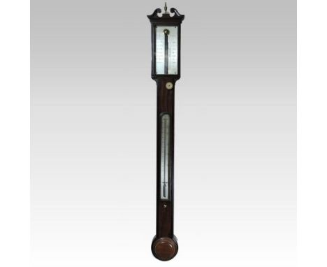 A 19th century mahogany cased stick barometer, P. Myers, London, 100cm tall