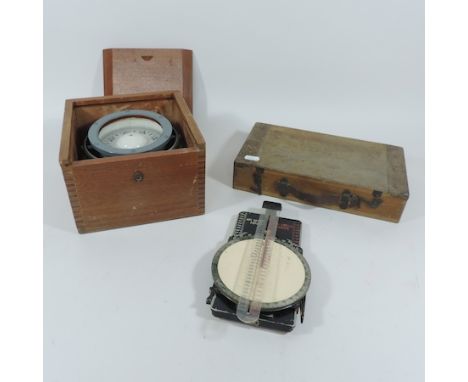 A marine compass, boxed, 20cm, together with an air speed measure, boxed