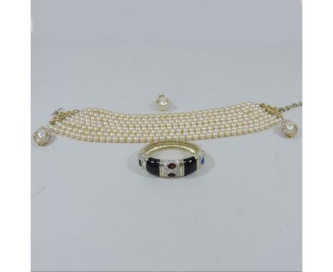 A Butler and Wilson bangle, together with a pair of earrings, a pendant and two necklaces