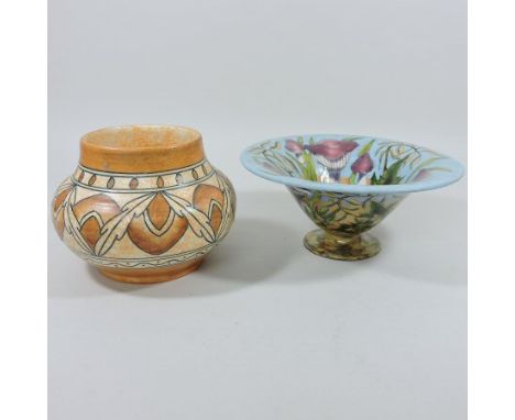 A Charlotte Rhead for Crown Ducal pottery vase, printed marks to base, 16cm tall, together with a Cobridge pottery vase