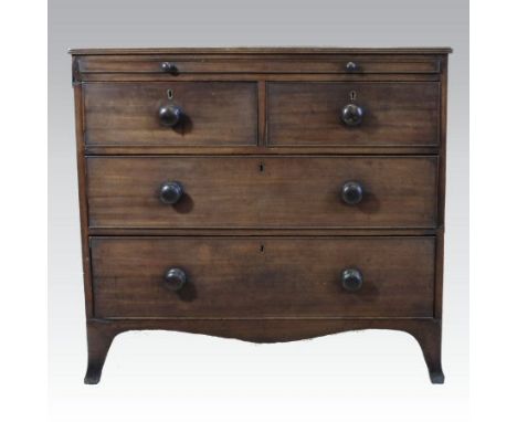 A Regency mahogany chest, fitted with a ratcheted slide, above two short and two long drawers, on swept bracket feet, 93cm
