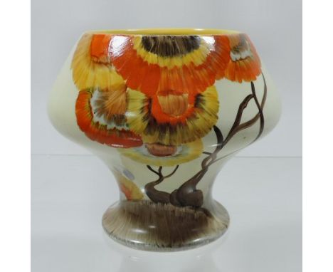 A Clarice Cliff vase decorated in the Rhodante pattern, shape 341 printed marks and facsmile marks to base, 114cm tall