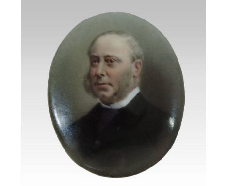 Ludwig Sturm, German, 19th century, a miniature head and shoulders portrait of a gentleman, oil on porcelain, inscribed  L. S