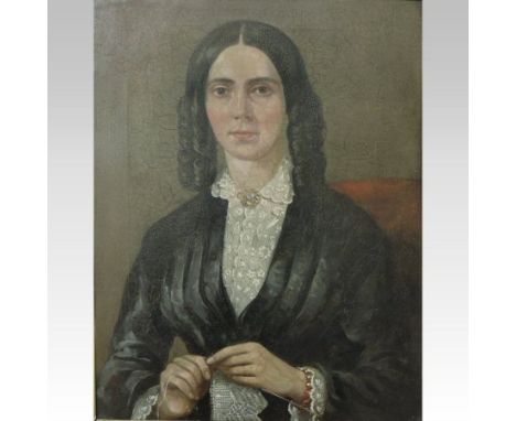 English school, 19th century, half-length portrait of a lady, oil on canvas, 66 x 52cm, in a gilt frame
