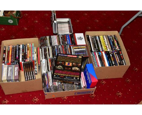 THREE TRAYS CONTAINING CDs AND DVDs BY THE ROLLING STONES including a The Rolling Stones in Mono 15CD box set, two mini Film 