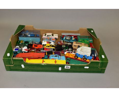 A QUANTITY OF UNBOXED AND ASSORTED PLAYWORN DIECAST VEHICLES, to include Corgi Toys Chitty Chitty Bang Bang car, No.266, miss