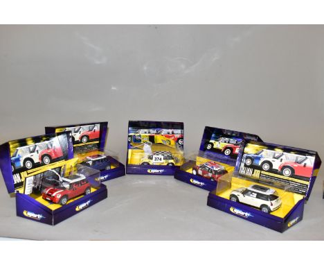 THREE BOXED SCALEXTRIC SPORT LIMITED EDITION THE ITALIAN JOB MINI COOPER S CARS, red (C2538A), white (C2540A) and blue (C2539