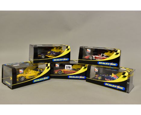 FIVE BOXED SCALEXTRIC DALLARA INDY RACING CARS, assorted liveries, Red Bull No.52 (C2394), Pennzoil No.4 (C2442), Corteco No.