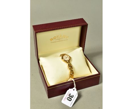 A LADY'S 'ROTARY' WRISTWATCH, quartz movement, round cream dial signed 'Rotary', Roman numerals, black hands, within a gold t