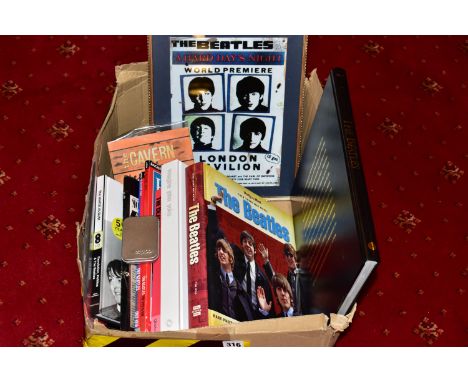 EIGHT BOOKS AND MERCHANDISE PERTAINING TO THE BEATLES and attributing artist including Imagine John and Yoko, a Zippo lighter