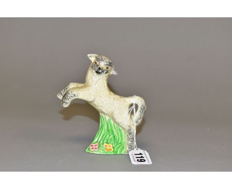CLARICE CLIFF FOR WILKINSON LTD, a figure of a leaping lamb, printed marks to base, height 11cm approximately (Condition repo
