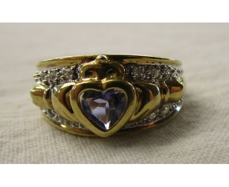 Gold, amethyst &amp; diamond cladder ring