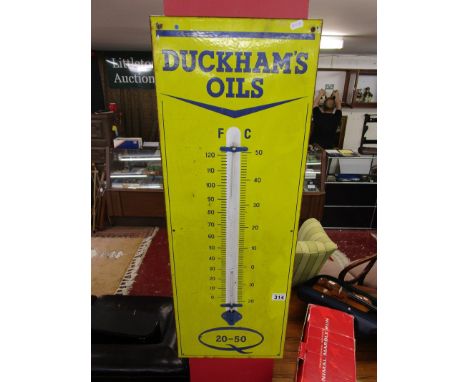 Duckham's enamelled oil sign with thermometer - Thermometer A/F