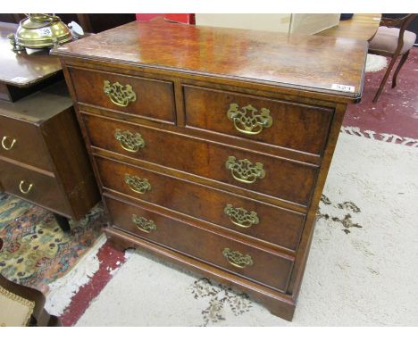 Small burr elm 2 over 3 chest of drawers on bracket feet&nbsp;- Dimensions H=80cm, W=76cm, D=41cm