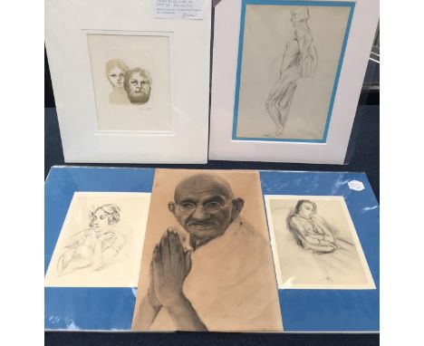 A selection of unframed pictures of figural subjects to include a hand signed artist's proof Leonor Fini etching, prints afte