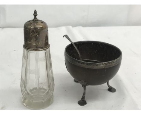 A19th century coconut cup; together with a silver toddy ladle
