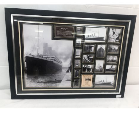 A framed and glazed photographic montage of The Titanic, signed by Millvina Dean, the last survivor of the sinking of the Tit
