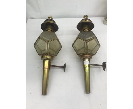 A pair of paraffin wall lamps by the Limehouse Lamp Co