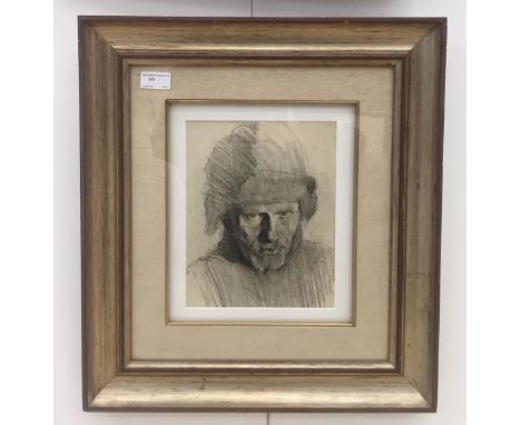 Nikolay Dubina (1939-1994): Portrait of a man, pencil study, labelled verso, well framed, 25 x 20 cm