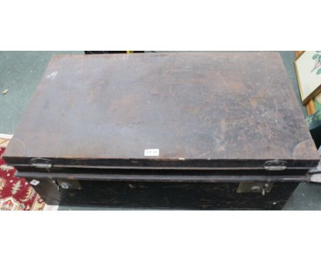 A vintage metal travel trunk&nbsp;