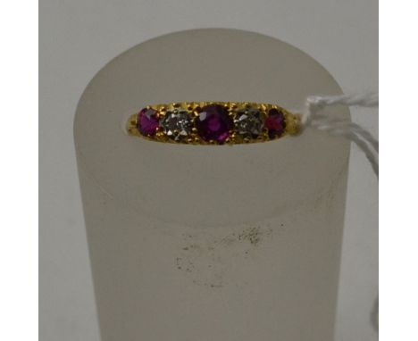 An 18ct gold ruby and diamond ring, gross weight 3.2g