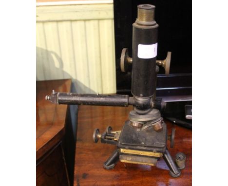 A W Watson &amp; Sons of London brass and ebonised metal monocular microscope