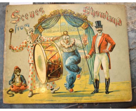"Scenes from Showland" - Raphael Tuck and sons no. 896 / Condition Report – No tears or creases to back cover. Interior; some